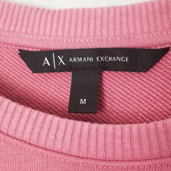 Armani Exchange Short Sleeve Crewneck Sweatshirt M Snap Button Side Pink Lounge - Picture 5 of 13